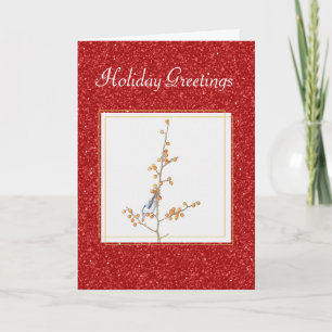 Bird with Berries Christmas Card