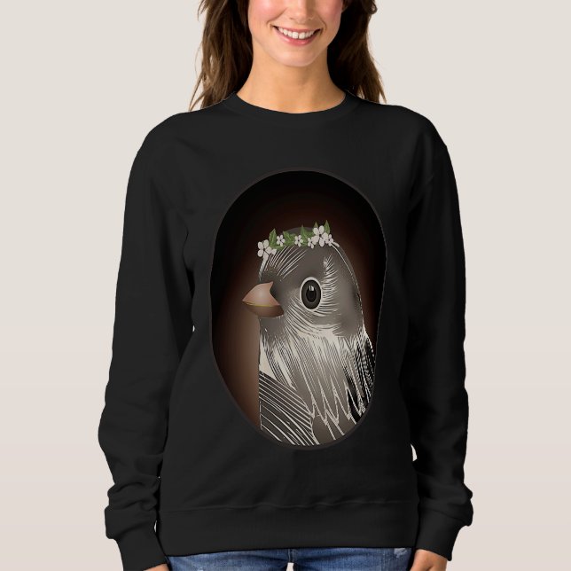 Bird with cherry blossom wreaths on the head sweatshirt (Front)