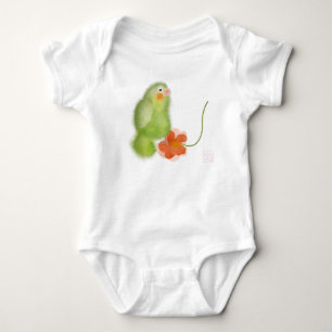 Bird with flower by BabyLaia Baby Bodysuit