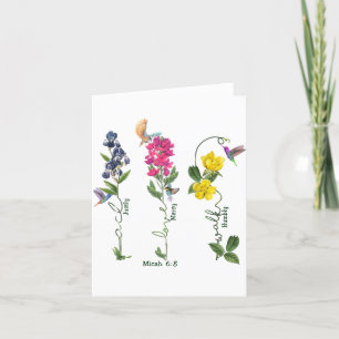 Bird With Flower Justice Love Mercy And Walk Jesus Thank You Card