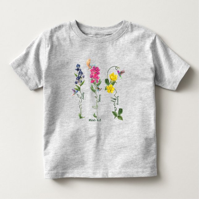 Bird With Flower Justice Love Mercy And Walk Jesus Toddler T-Shirt (Front)