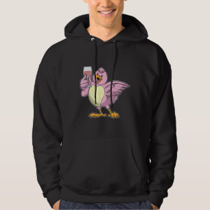 Bird With Glass Of Red Wine Hoodie