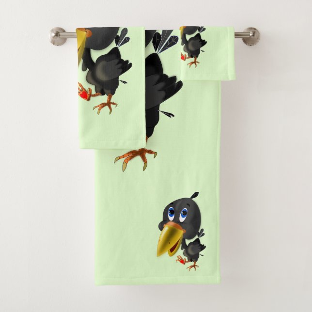 Bird with Heart Gift Bath Towel Set - Your Colours (Insitu)