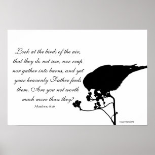 Bird with Matthew 6:26 Bible Verse Poster