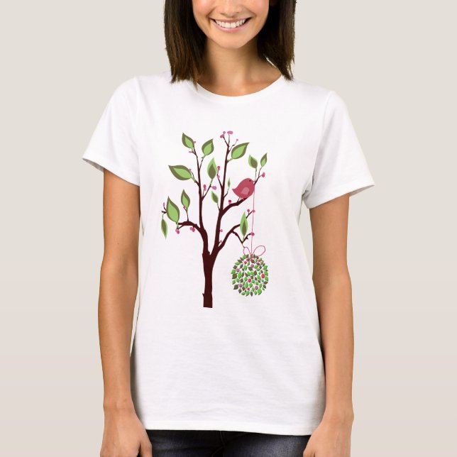 Bird with Mistletoe and Berries Tee (Front)