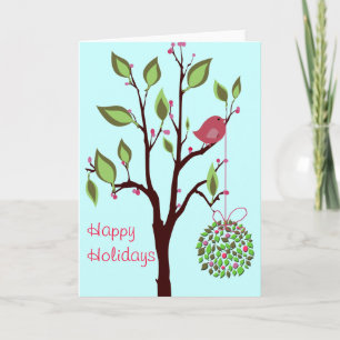 Bird with Mistletoe greeting cards