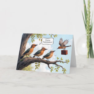 Bird With Office Briefcase For Retirement Card