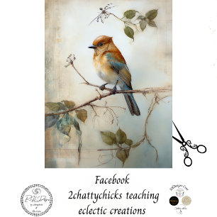 Bird with watercolor background  tissue paper