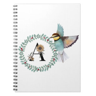 Bird with Wreath with letter  "A" Notebook