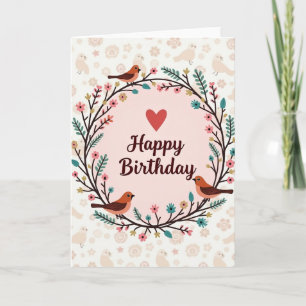 Bird Wreath Birthday Card