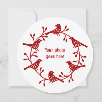 Bird Wreath Modern Scandi Photo Christmas Card