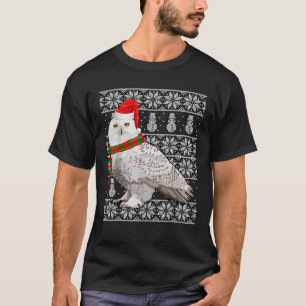 Bird Xmas Santa Hat Snowy Owl Ugly Christmas T-Shirt