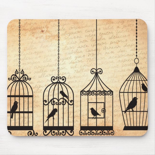 Birdcage Silhouettes Mouse Pad (Front)