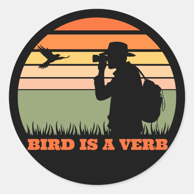 Birder Birdwatching Bird Retro Sunset sticker (Front)