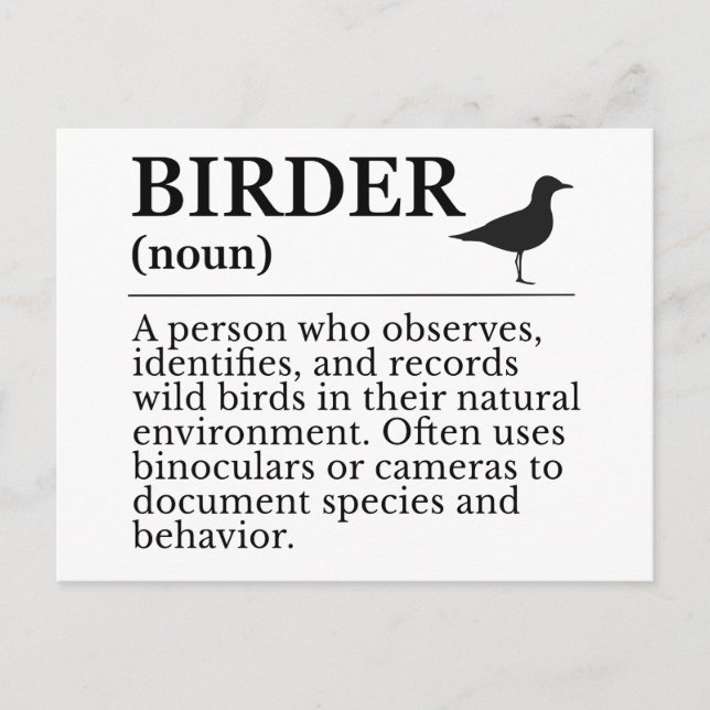 Birder definition - wild bird observer postcard (Front)