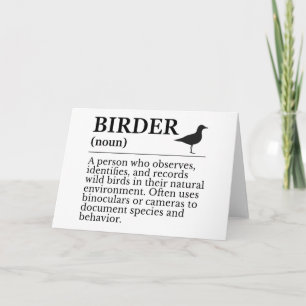 Birder definition - wild bird observer thank you card