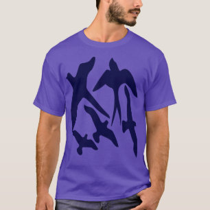 Birder Silhouette Swallow Swift and Seagulls In Bl T-Shirt
