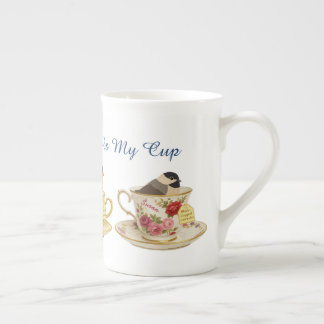 Birder teacup design Birdwatching Fills my Bone China Mug