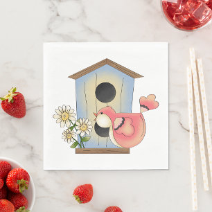 Birdhouse and Bird Napkin
