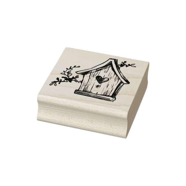 Birdhouse and Branches Rubber Stamp (Stamp)