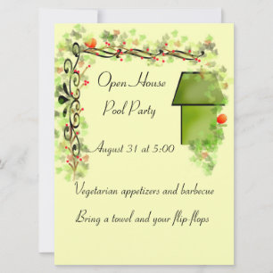 Birdhouse and Ivy Vine Stationery or Invitation