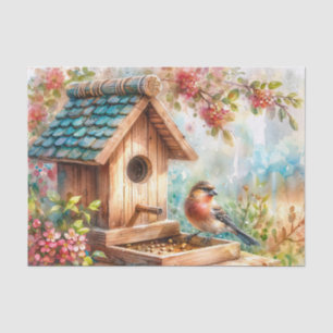 Birdhouse Bird Feeder Floral Watercolor Tissue Paper