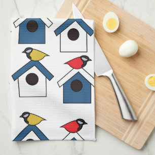 Birdhouse Bird House Colourful Birds Birdhouse Tea Towel