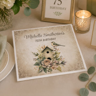 Birdhouse Botanical Nature 75th Birthday Napkin