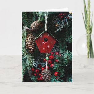 Birdhouse Christmas tree greeting card