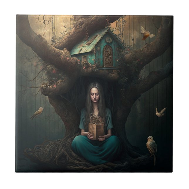 Birdhouse Dreams Ceramic Tile (Front)