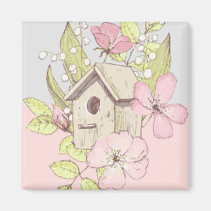 Birdhouse Floral Colorblock Magnet