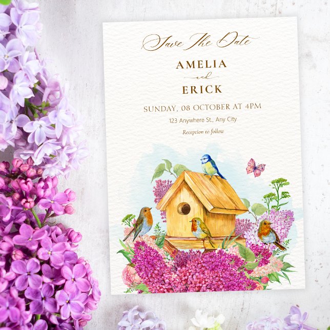 Birdhouse floral wedding save the date (Creator Uploaded)