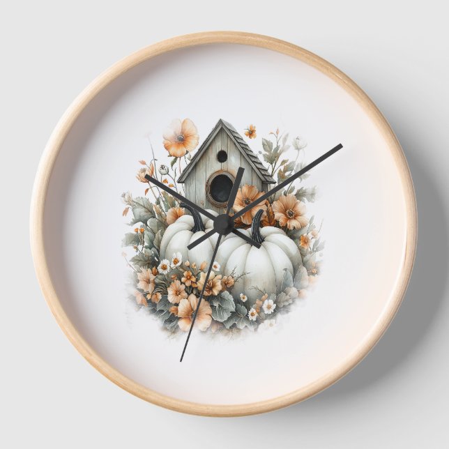 Birdhouse Shirt Country Pumpkin Clock (Front)