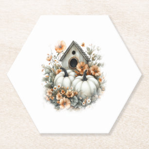Birdhouse Shirt Country Pumpkin Paper Coaster