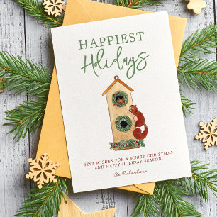 Birdhouse Squirrels Photo Collage Holiday Card