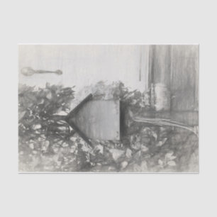 Birdhouse Vintage Rustic Black And White Sketch Tissue Paper