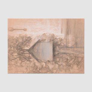 Birdhouse Vintage Rustic Sepia Sketch Art Country Tissue Paper