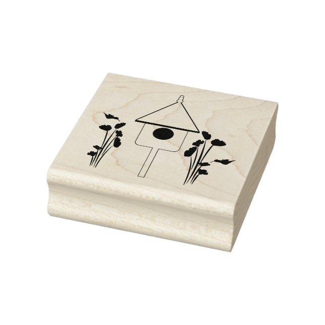 Birdhouse with Hummingbirds Wood Art Stamp (Stamp)