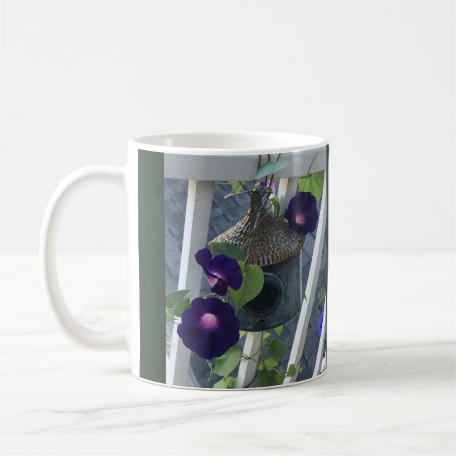 Birdhouse With Morning Glory Coffee Mug (Left)