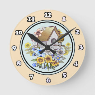 Birdhouse Wren  clock 