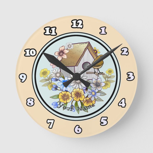 Birdhouse Wren  clock  (Front)