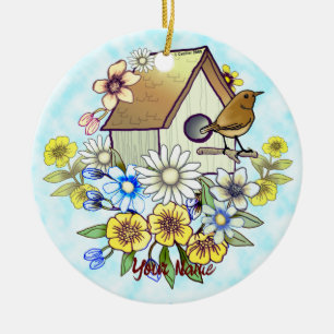 Birdhouse Wren ornament