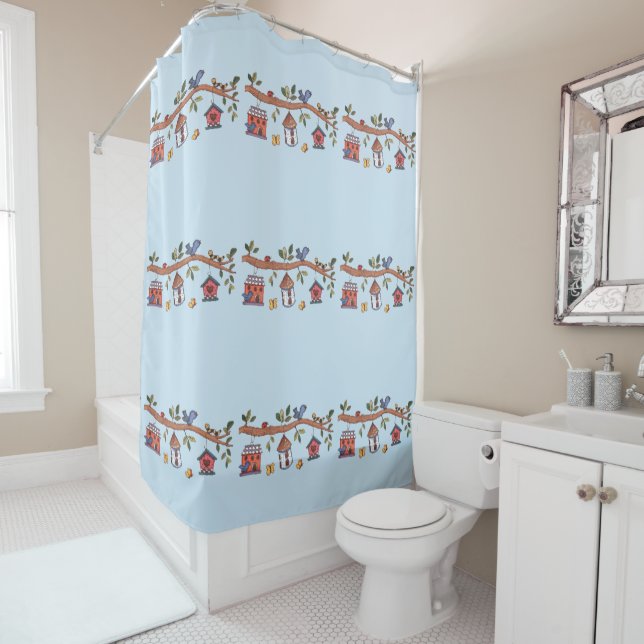 Birdhouses Shower Curtain (In Situ)
