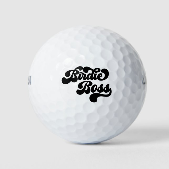 Birdie Boss Funny Simple Vintage Retro Golf Balls (Front)