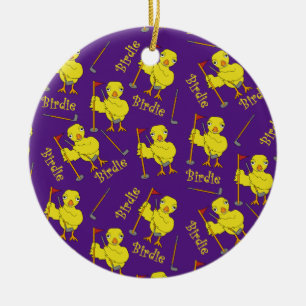 Birdie Golfer Chick Ceramic Ornament