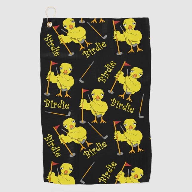 Birdie Golfer Chick Golf Towel (Front)