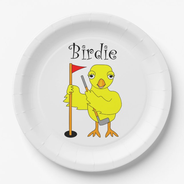 Birdie Golfer Chick Paper Plate (Front)