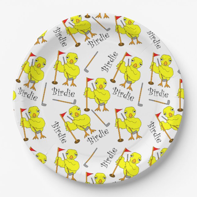 Birdie Golfer Chick Paper Plate (Front)