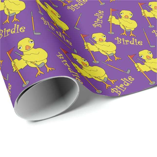 Birdie Golfing Chick Wrapping Paper (Roll Corner)