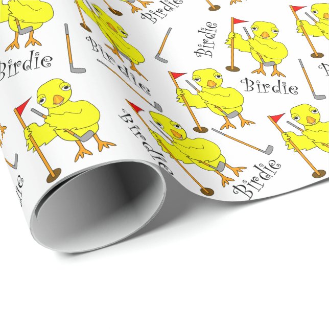 Birdie Golfing Chick Wrapping Paper (Roll Corner)